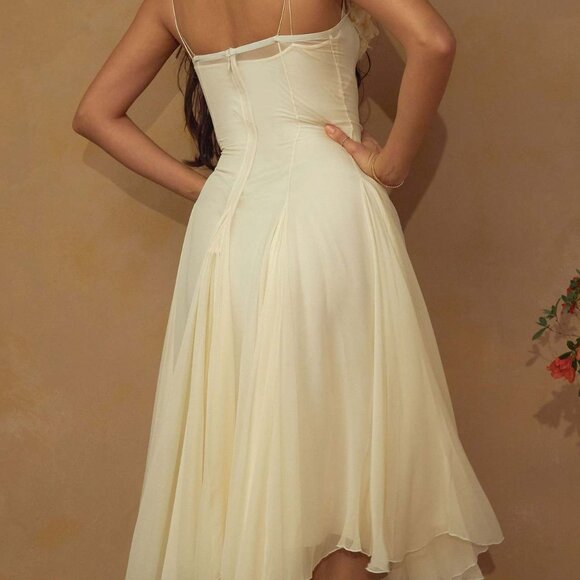 Christmas Red Gown w/ Handmade Floral Detail - Picture 3 of 7